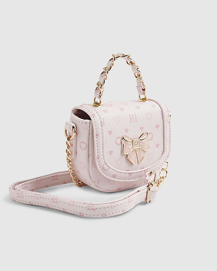 River Island Girls Pink Monogram Cross Body Bag