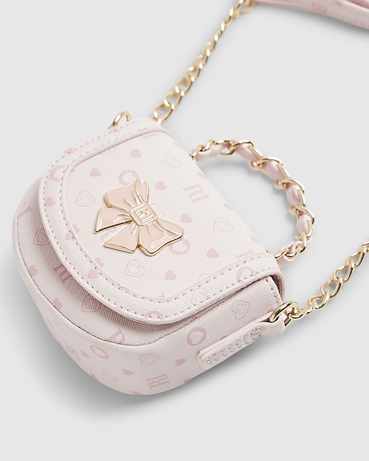 River Island Girls Pink Monogram Cross Body Bag
