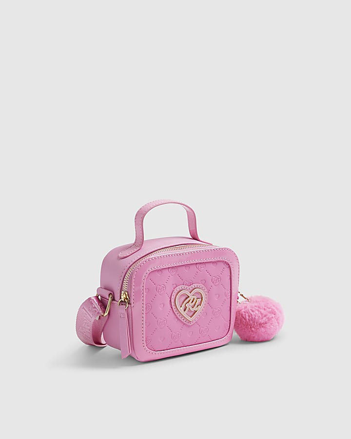 River Island Girls Pink Monogram Cross Body Bag