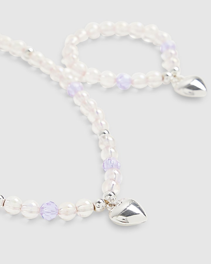 River Island Girls Pink Necklace And Bracelet Set