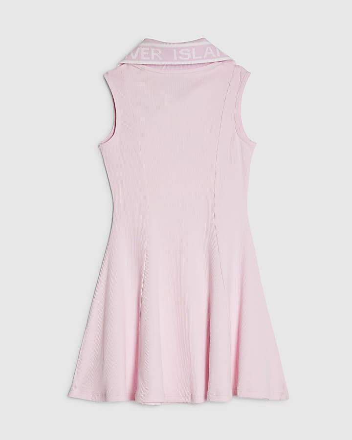 River Island Girls Pink Oversized Collar Dress