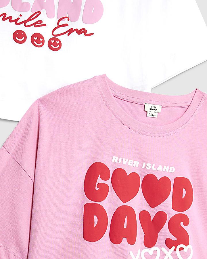 river island Girls Pink Pack Of 2 Crop Tops