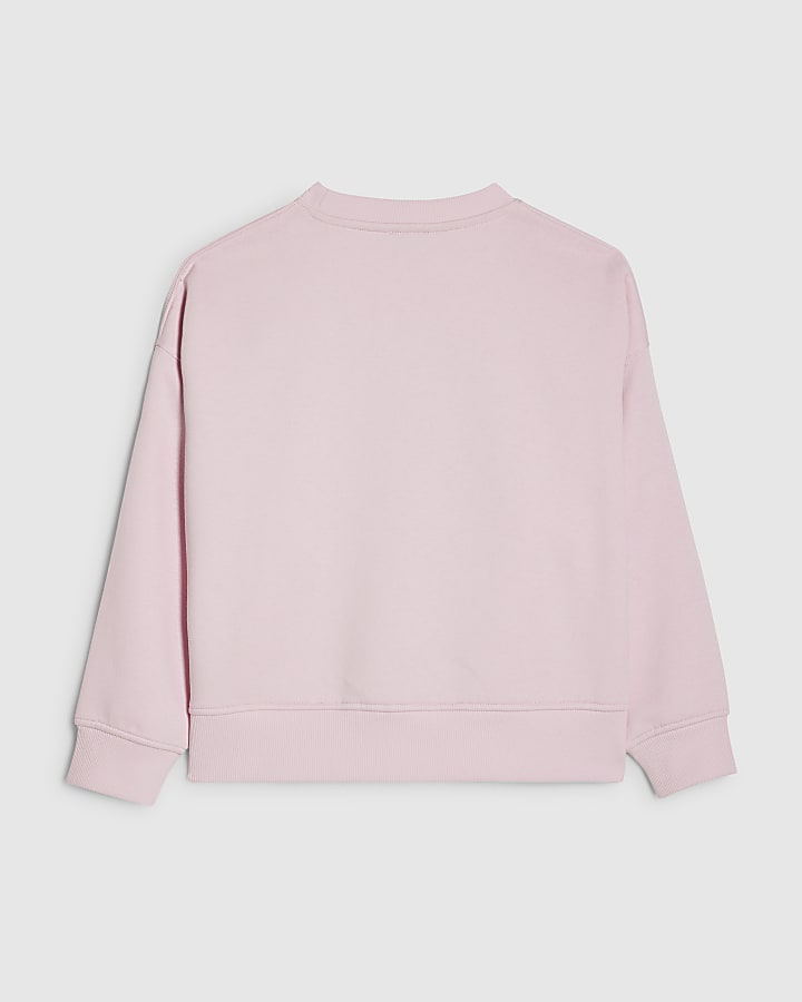 River Island Girls Pink Paris Heart Sweatshirt