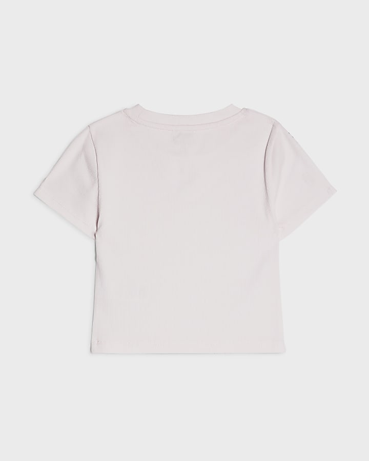 River Island Girls Pink RI Diamante T-Shirt