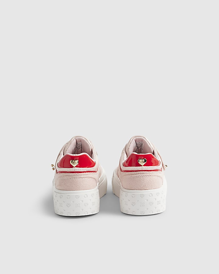 River Island Girls Pink RI Monogram Trainers