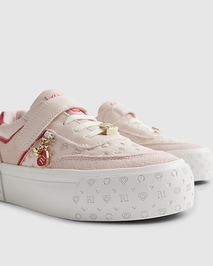 river island Girls Pink RI Monogram Trainers