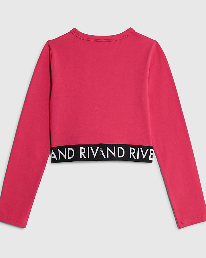 River Island Girls Pink RI Waistband Top