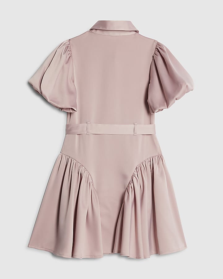 River Island Girls Pink Satin Prom Dress