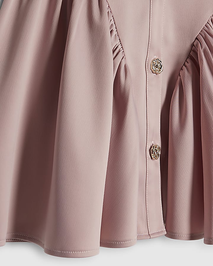 River Island Girls Pink Satin Prom Dress