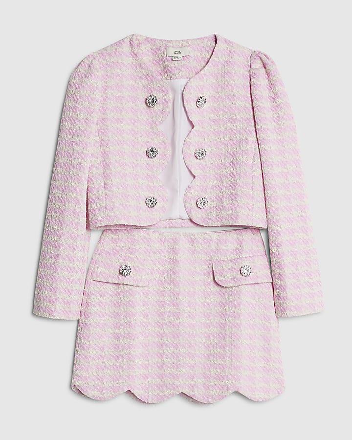 River Island Girls Pink Scallop Skirt Set
