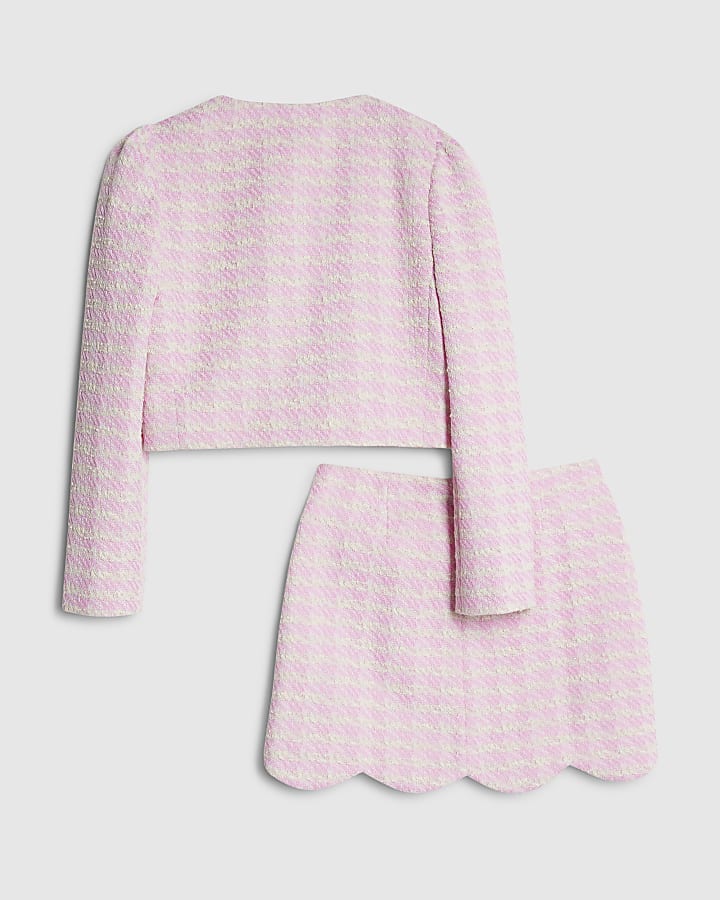 River Island Girls Pink Scallop Skirt Set