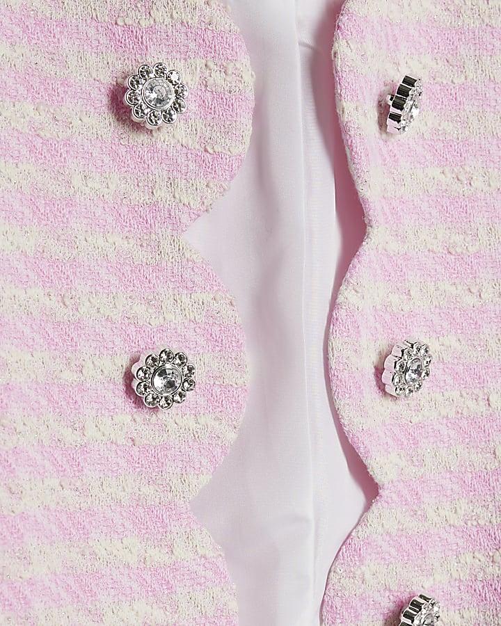 River Island Girls Pink Scallop Skirt Set