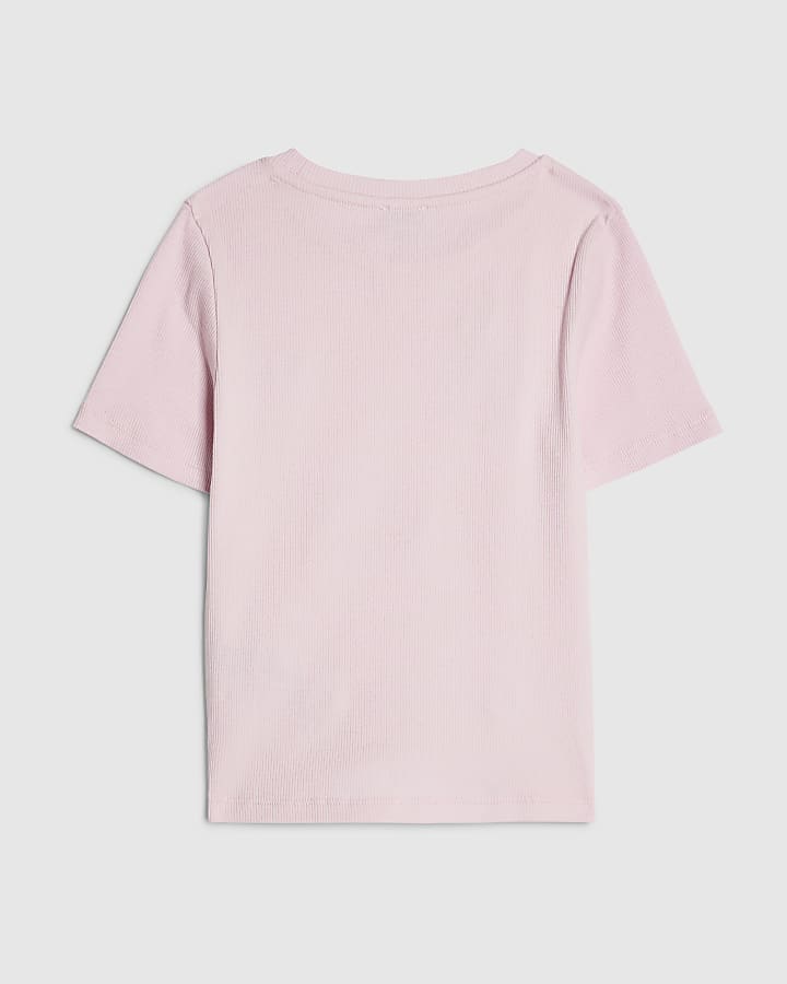 River Island Girls Pink Sequin Flower T-shirt