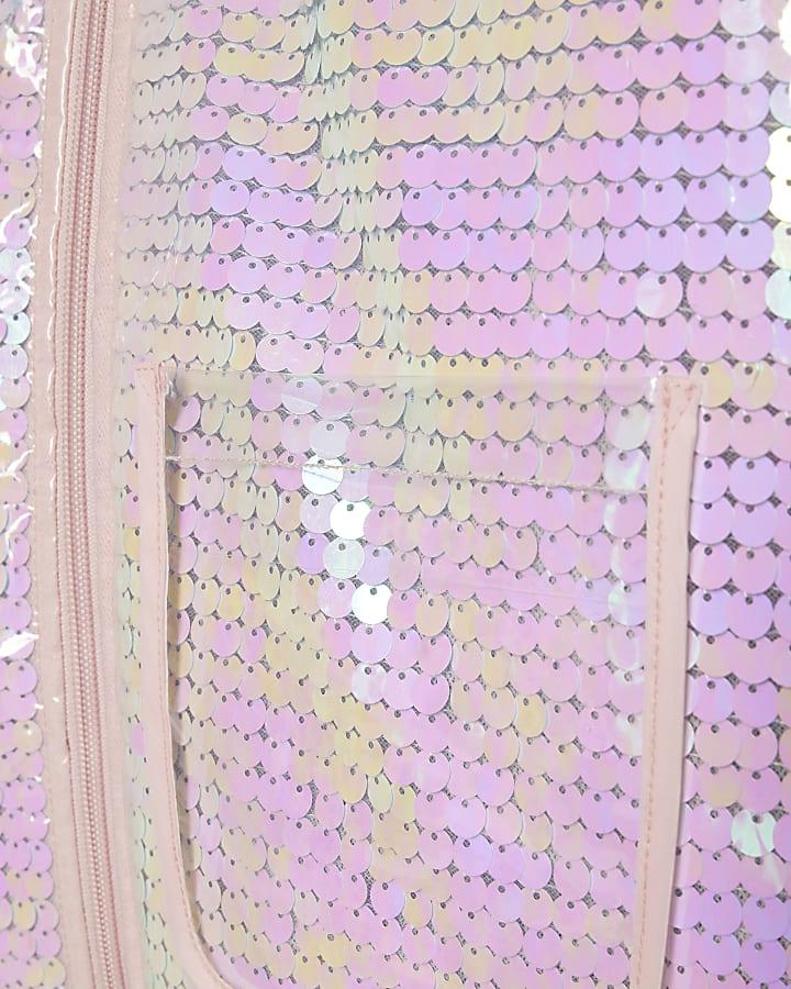 River Island Girls Pink Sequin Rain Mac