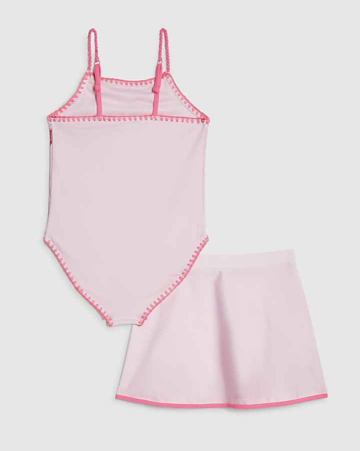 River Island Girls Pink Starfish Swimsuit Set