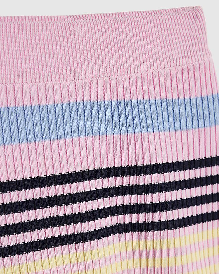 river island Girls Pink Stripe Cardigan Set