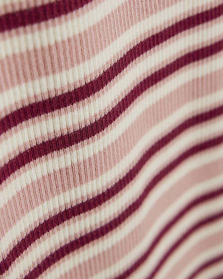 River Island Girls Pink Stripe Flared Trousers