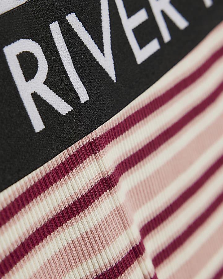 River Island Girls Pink Stripe Flared Trousers