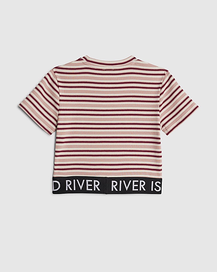 River Island Girls Pink Stripe Top