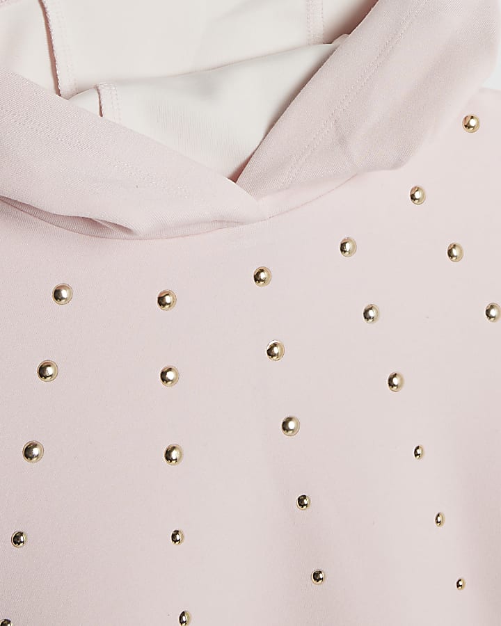 River Island Girls Pink Studded Hoodie