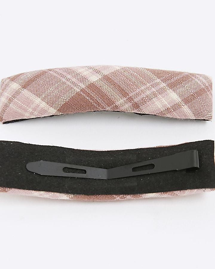 River Island Girls Pink Tartan Hair Clip 2 Pack
