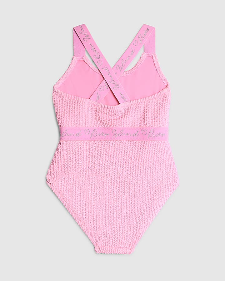 River Island Girls Pink Textured Swimsuit