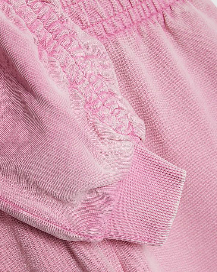 river island Girls Pink Washed Lips Sweatshirt Set