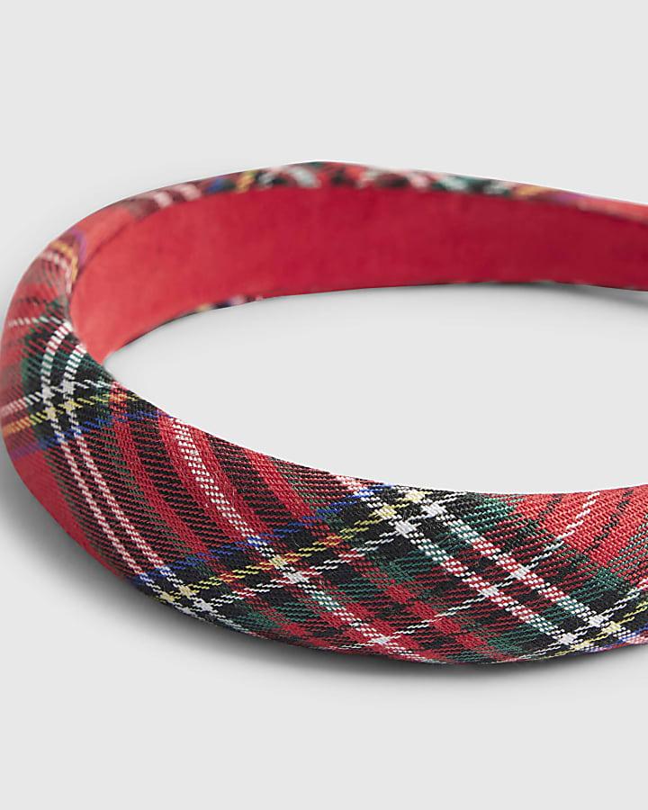 river island Girls Red Christmas Tartan Headband