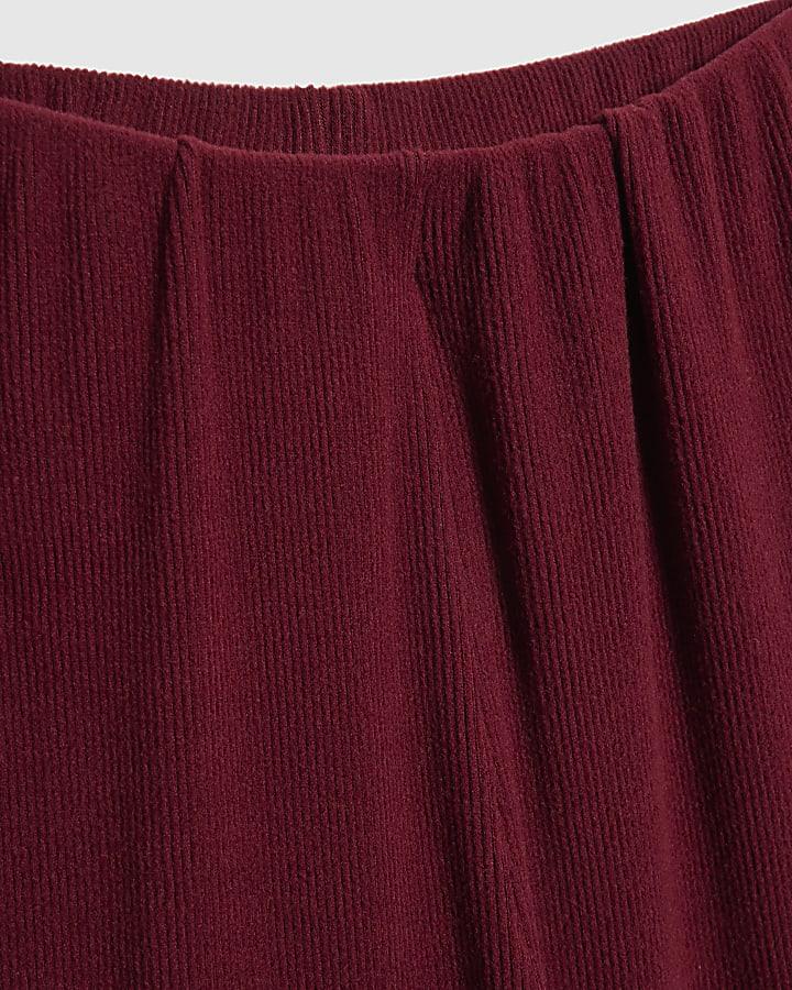 river island Girls Red Cosy Ribbed Top Set