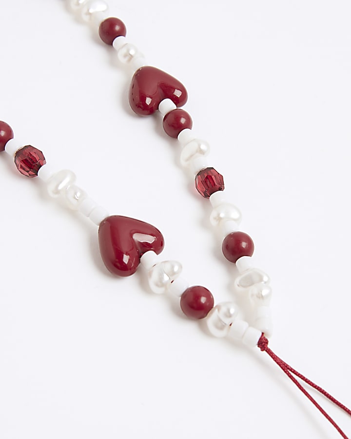 river island Girls Red Heart Pearl Phone Charm