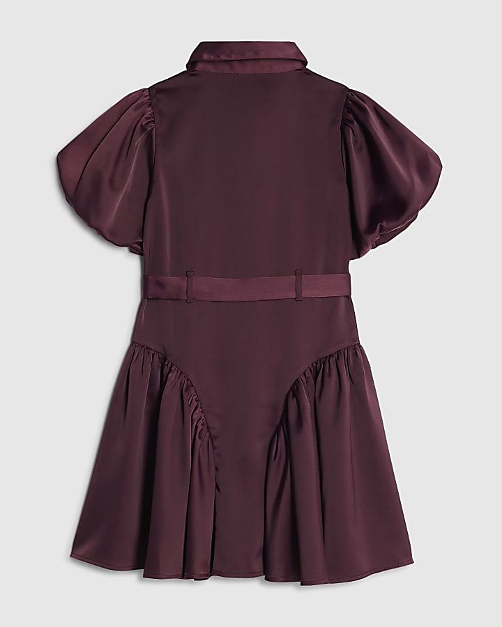 River Island Girls Red Satin Prom Dress