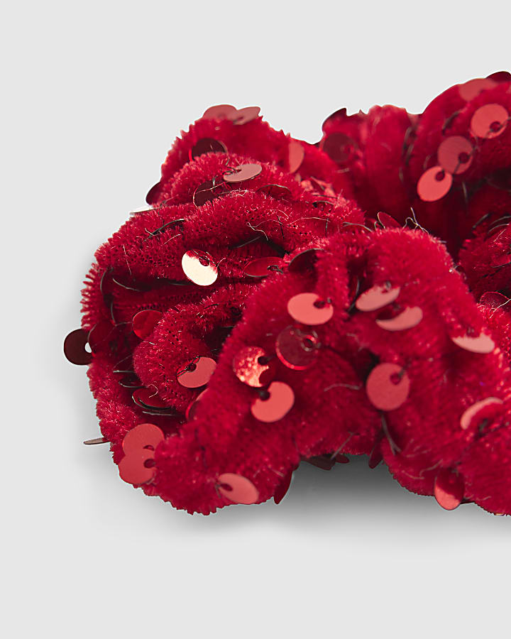River Island Girls Red Sequin Pack Of 2 Scrunchies