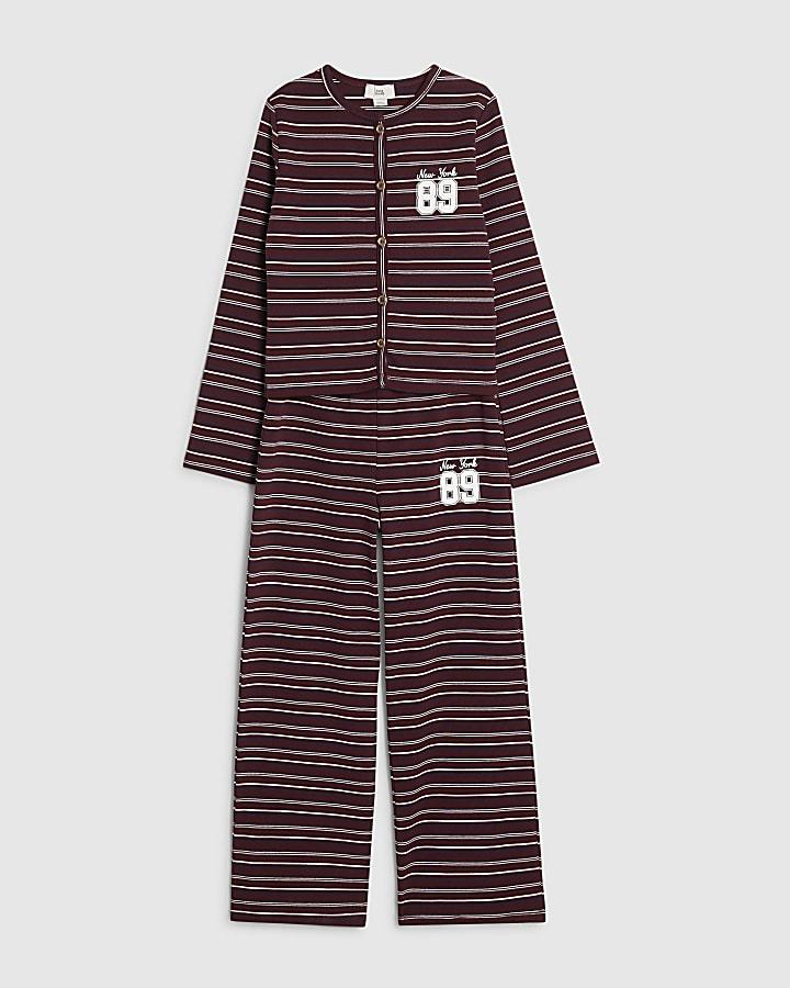 River Island Girls Red Stripe 89 Cardigan Set