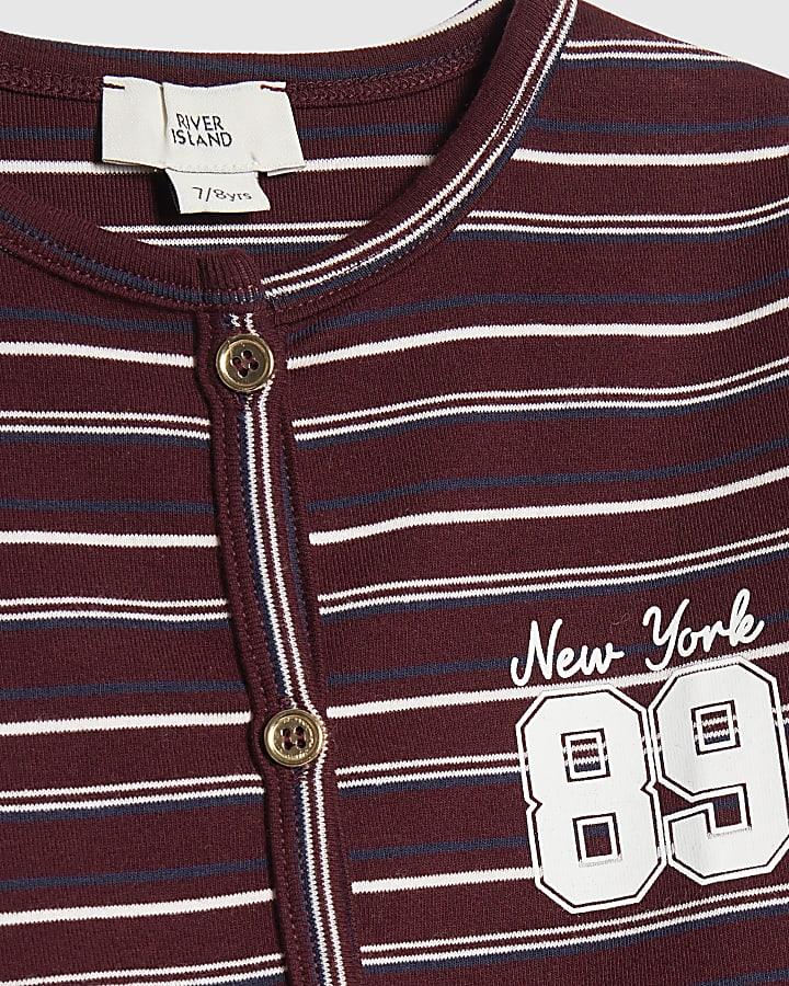 River Island Girls Red Stripe 89 Cardigan Set