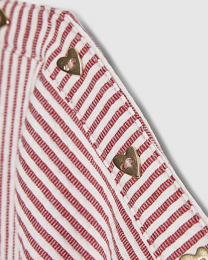 River Island Girls Red Stripe Button Dress