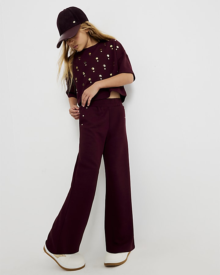 River Island Girls Red Studded T-Shirt