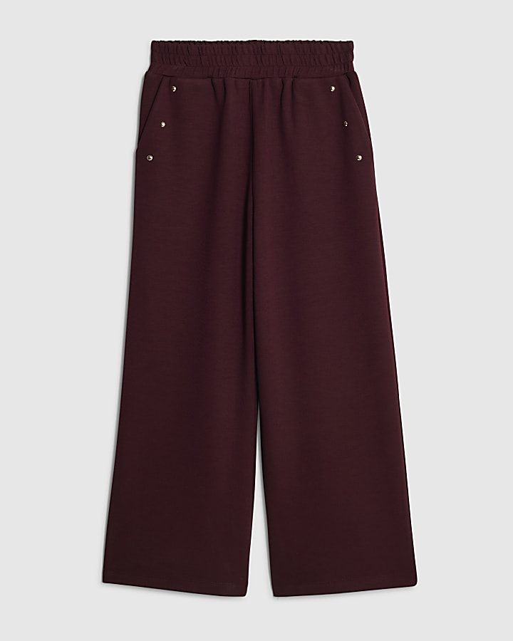River Island Girls Red Studded Wide Joggers