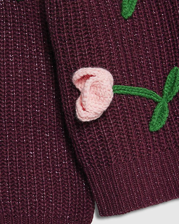 River Island Girls Red Tulip Cardigan