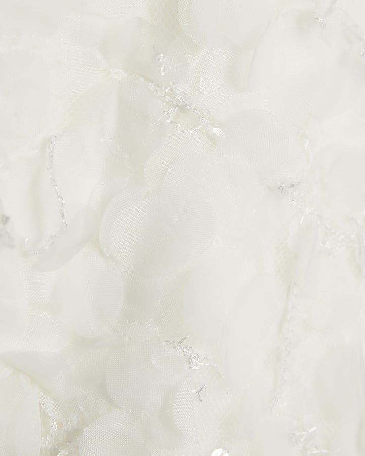 River Island Girls White 3D Floral Skirt Set