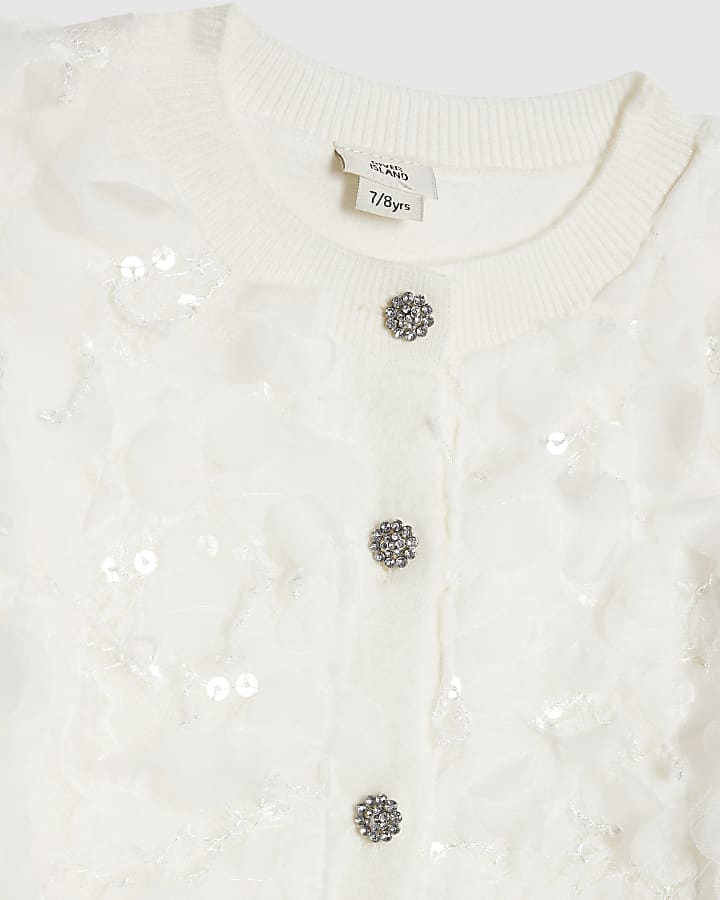 river island Girls White 3D Floral Skirt Set