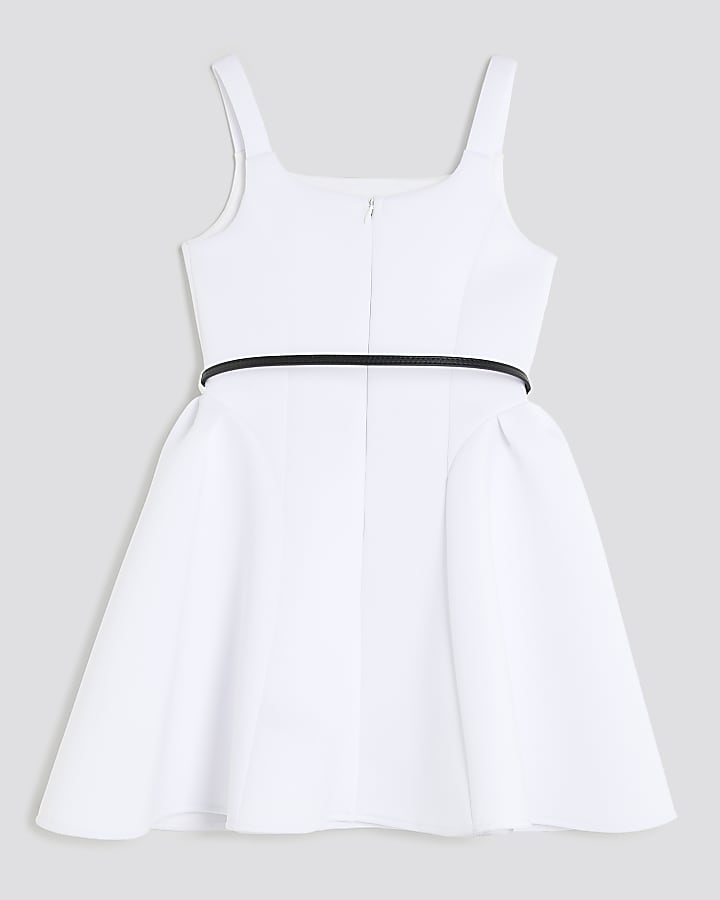 River Island Girls White Belted Dress