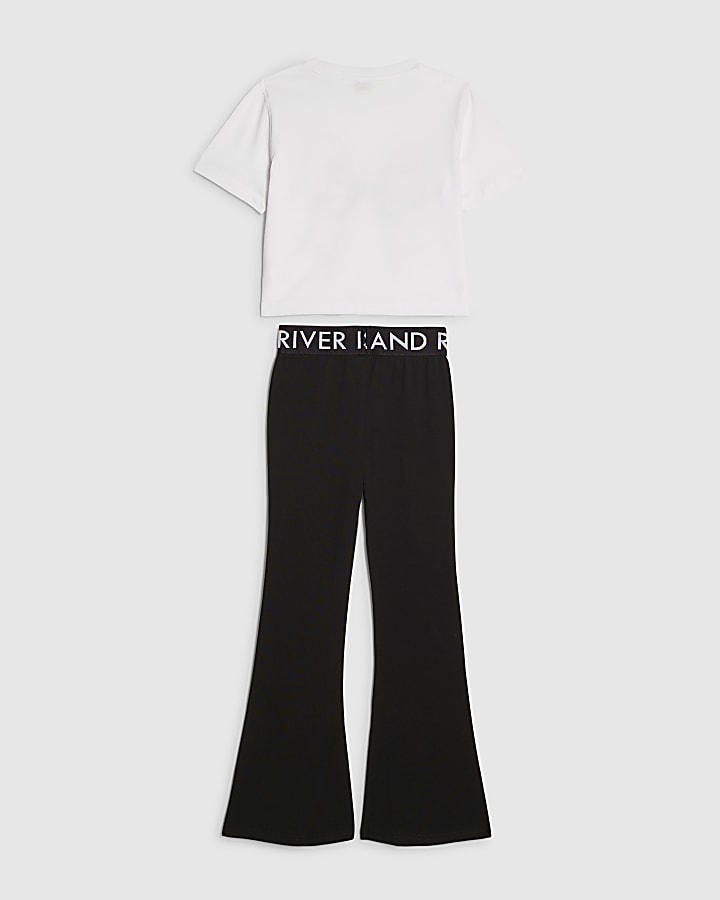 River Island Girls White Bow Crop Top Set