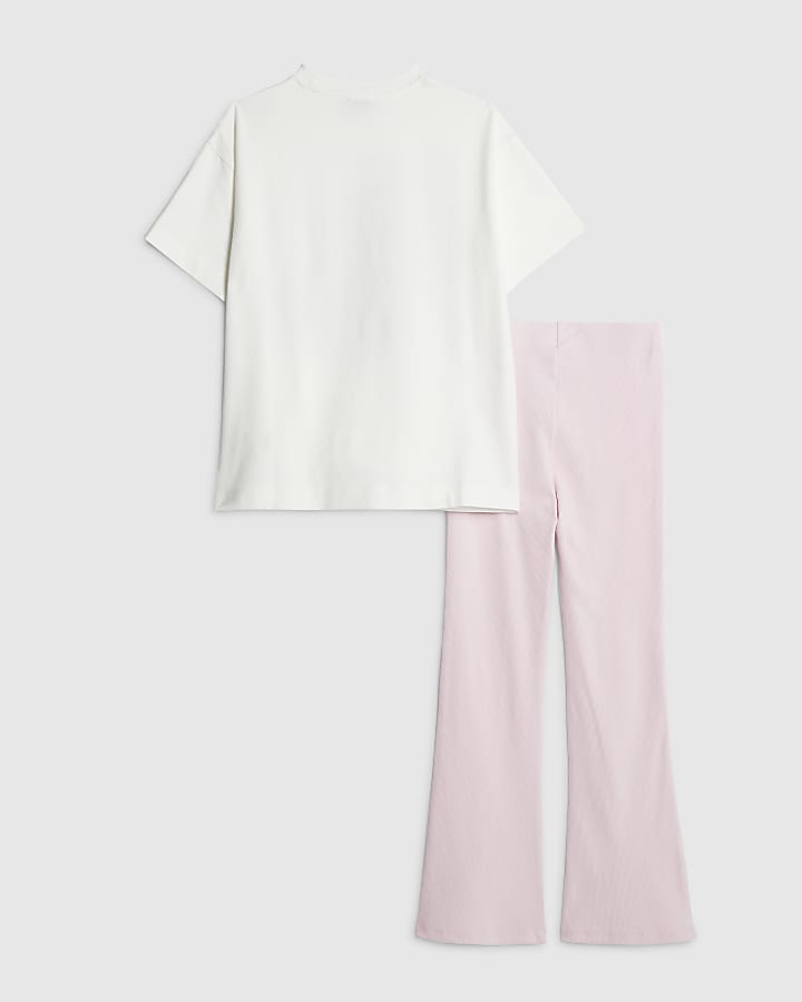 River Island Girls White L'amour Paris T-Shirt Set