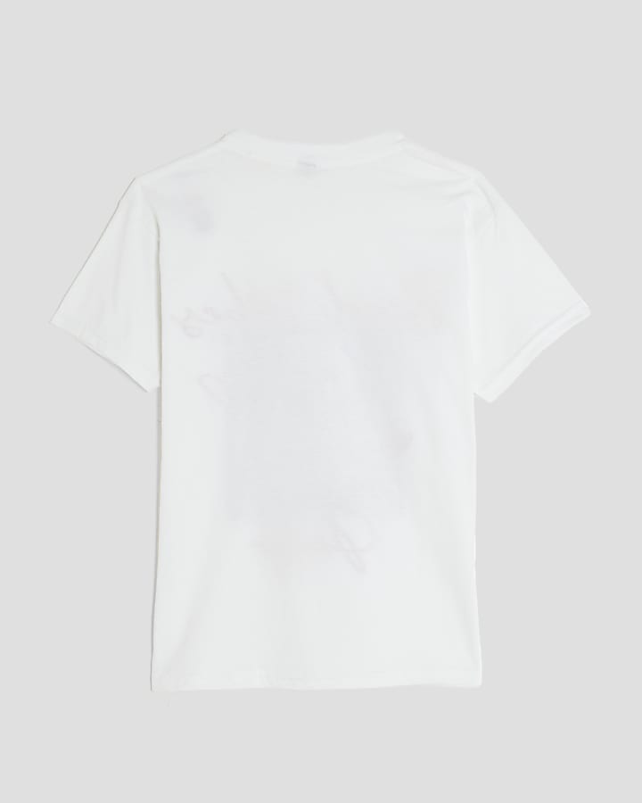 River Island Girls White Leopard Bear T-shirt