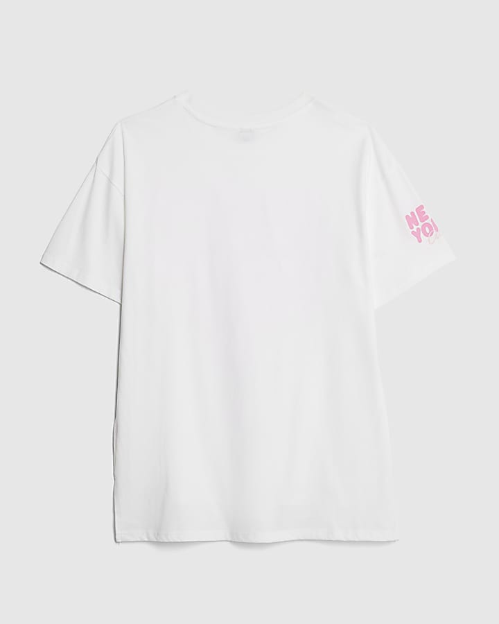 River Island Girls White New York T-Shirt