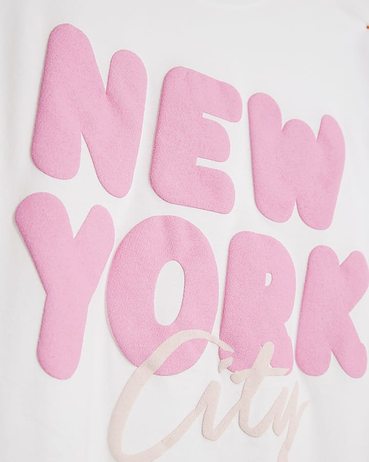 River Island Girls White New York T-Shirt