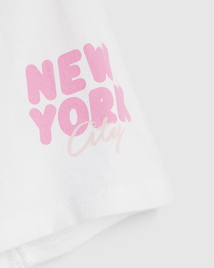 River Island Girls White New York T-Shirt