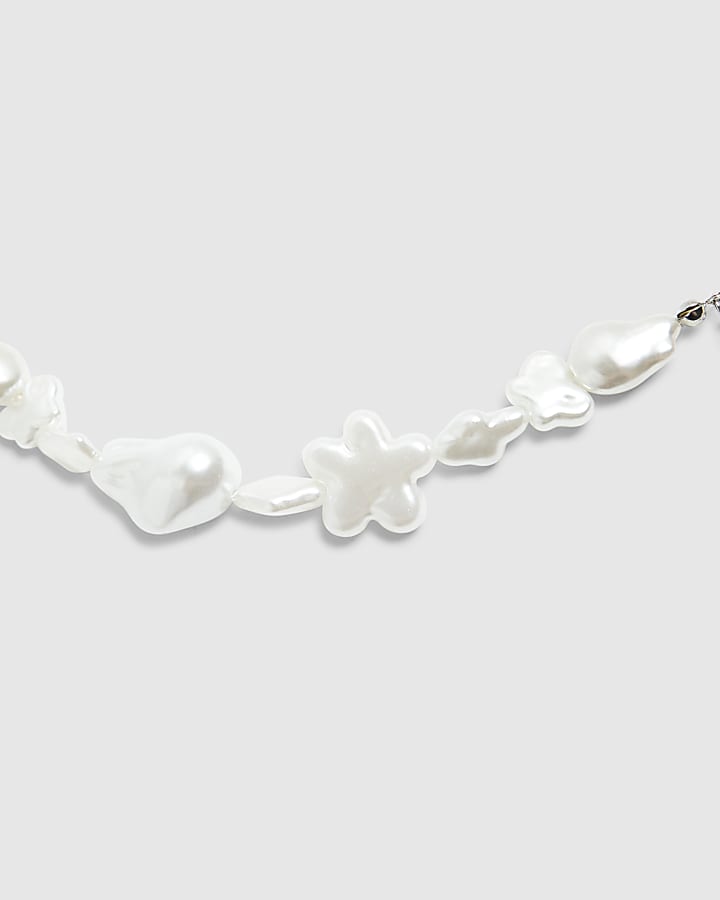 river island Girls White Pearl And Bow Necklace