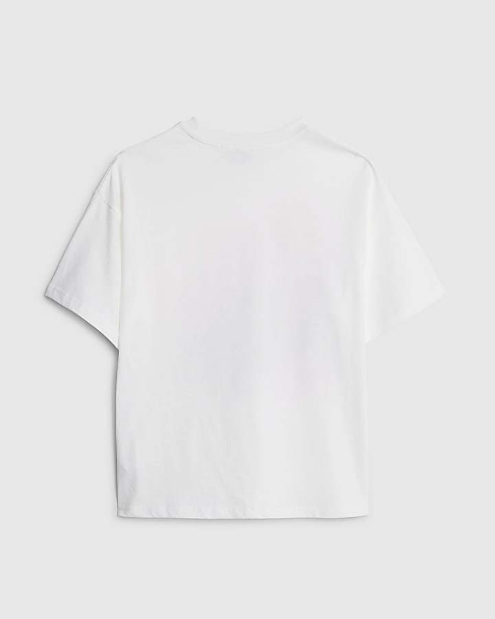 River Island Girls White Pizza Party T-Shirt