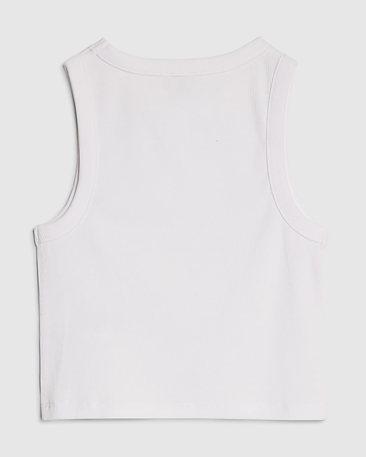 River Island Girls White RI Diamante Tank Top